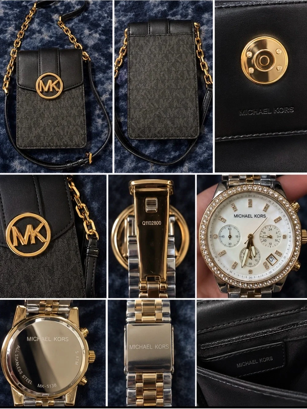 Michael Kors Black Phone Crossbody with Gold MK Accent